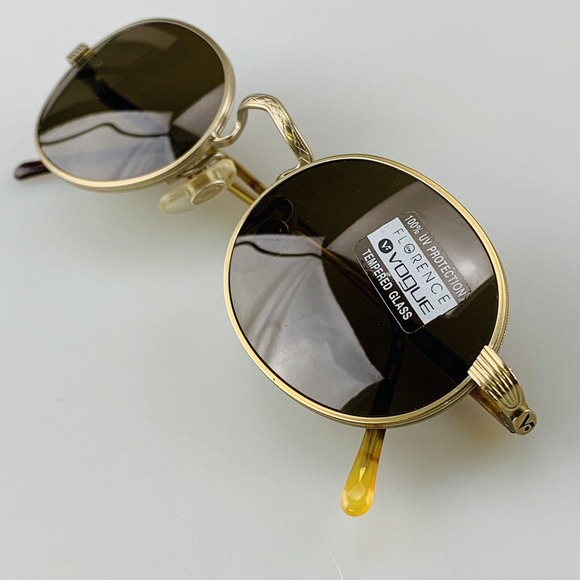 Vogue Sunglasses mod. Florence VO3095 Gold Oval Glass Lenses Tortoise Italy NOS